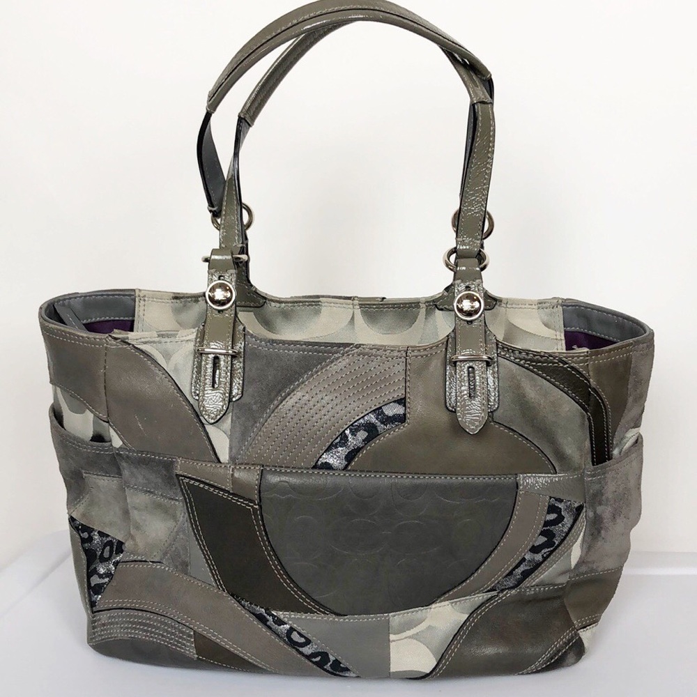 Coach Pieced Patchwork Leather Suede Shoulder Bag - image 3